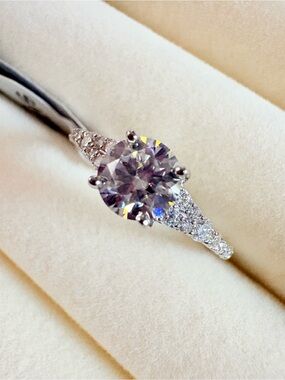 Sterling Silver Moissanite Solitaire Ring Size 7